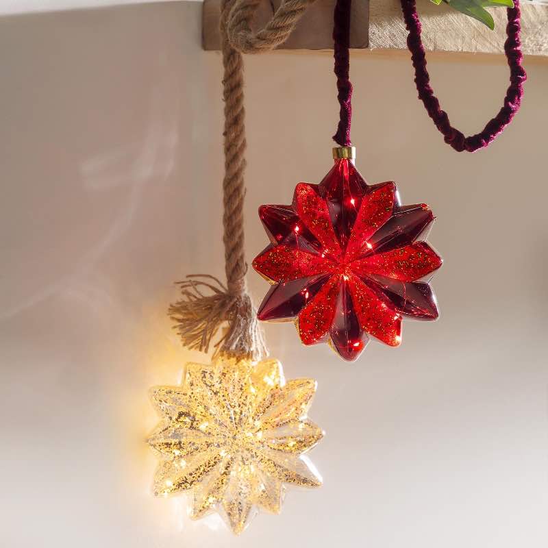 All-Weather Holiday Hanging Glass Star Light (Clear)